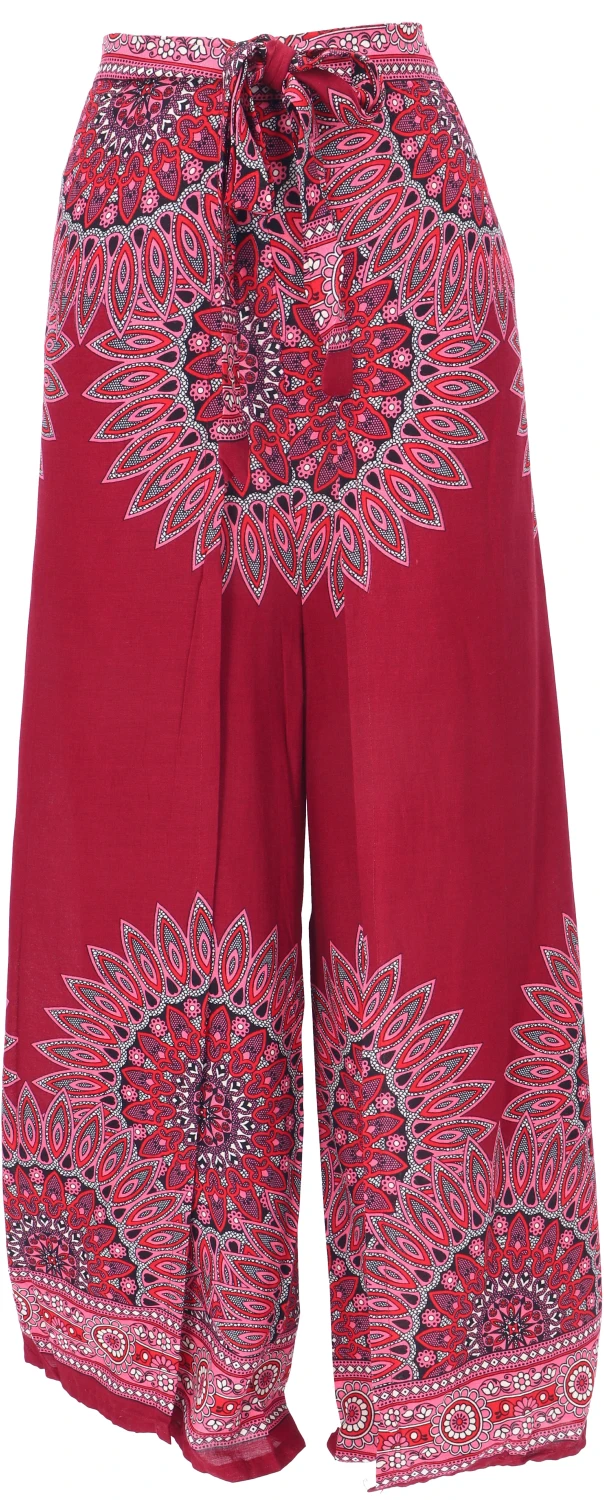 Palazzohose, Langer Boho Hosenrock, Wickelhose, Sommerhose - Weinrot 3 Palazzohose, Langer Boho Hosenrock, Wickelhose, Sommerhose - Weinrot