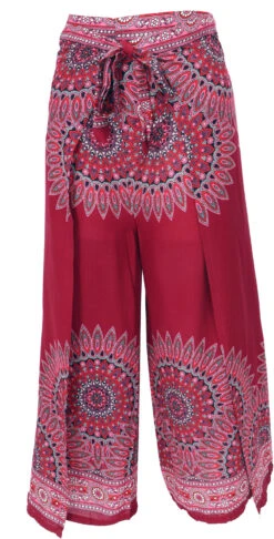 Palazzohose, Langer Boho Hosenrock, Wickelhose, Sommerhose - Weinrot 9 Palazzohose, Langer Boho Hosenrock, Wickelhose, Sommerhose - Weinrot -Modebekleidungsgeschäft 52838 123manu 23 48