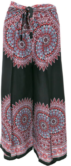 Palazzohose, Langer Boho Hosenrock, Wickelhose, Sommerhose - Schwarz