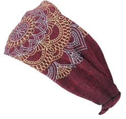 Haarband, Kopfband, Bandana Mandala Kopfbedeckung - Weinrot