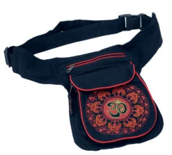 Stoff Sidebag &amp; Gürteltasche Aum Mandala, Goa Gürteltasche, Bauchtasche - Schwarz/rot - 25x17x4 Cm -Modebekleidungsgeschäft 53017 12356 0606tilo taschen 104
