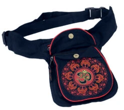 Stoff Sidebag &amp; Gürteltasche Aum Mandala, Goa Gürteltasche, Bauchtasche - Schwarz/rot - 25x17x4 Cm -Modebekleidungsgeschäft 53017 12356 0606tilo taschen 105