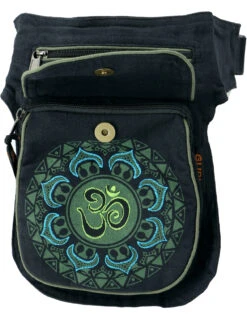 Stoff Sidebag &amp; Gürteltasche Aum Mandala, Goa Gürteltasche, Bauchtasche - Schwarz/grün - 25x17x4 Cm -Modebekleidungsgeschäft 53018 12356 0606tilo taschen 95