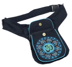 Stoff Sidebag &amp; Gürteltasche Aum Mandala, Goa Gürteltasche, Bauchtasche - Schwarz/türkis - 25x17x4 Cm -Modebekleidungsgeschäft 53019 12356 0606tilo taschen 100