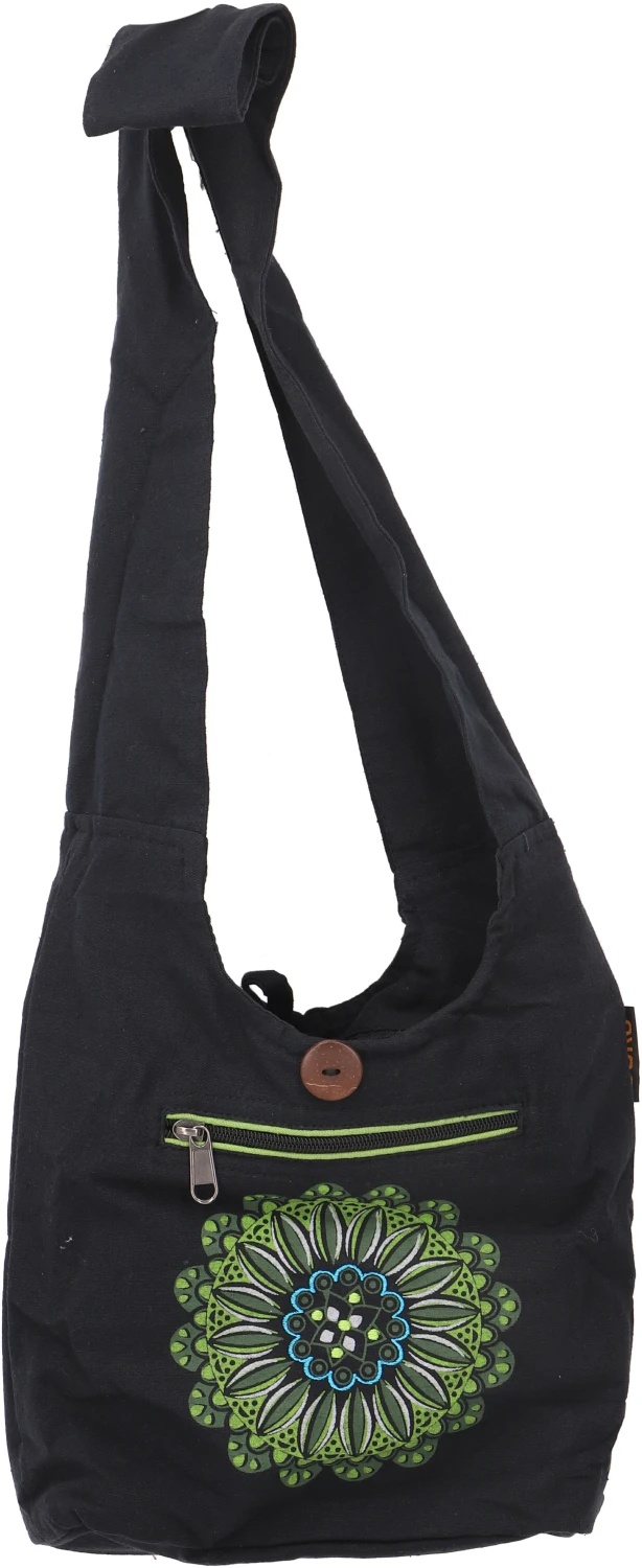 Kleiner Schulterbeutel Mit Mandala, Nepalbeutel - Schwarz/lemon - 25x28x9 Cm 4 Kleiner Schulterbeutel Mit Mandala, Nepalbeutel - Schwarz/lemon - 25x28x9 Cm – Bild 2