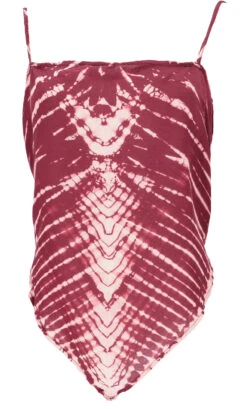 Rückenfreies Sommertop, Batiktop,Batik Wickeltop - Weinrot -Modebekleidungsgeschäft 53036 batik thai 2023 119