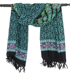 Bali Sarong, Wandtuch, Wickelrock, Mandala Pareo - Schwarz - 160x115 Cm -Modebekleidungsgeschäft 53057 sarongs 2023 112