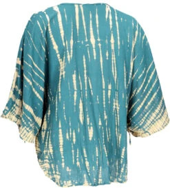 Plus Size Batik Kaftanbluse, Weites Blusentop Für Starke Frauen - Petrol -Modebekleidungsgeschäft 53059 123batik 2 23 3