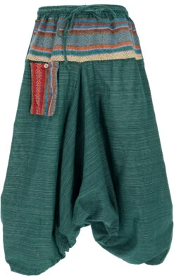 Yogahose, Pluderhose, Pumphose, Aladinhose Ikat - Grün