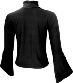 Schmales Langarmshirt Mit Trompetenärmeln Und Hohem Kragen - Schwarz -Modebekleidungsgeschäft 53158 123patrpron 2023 27