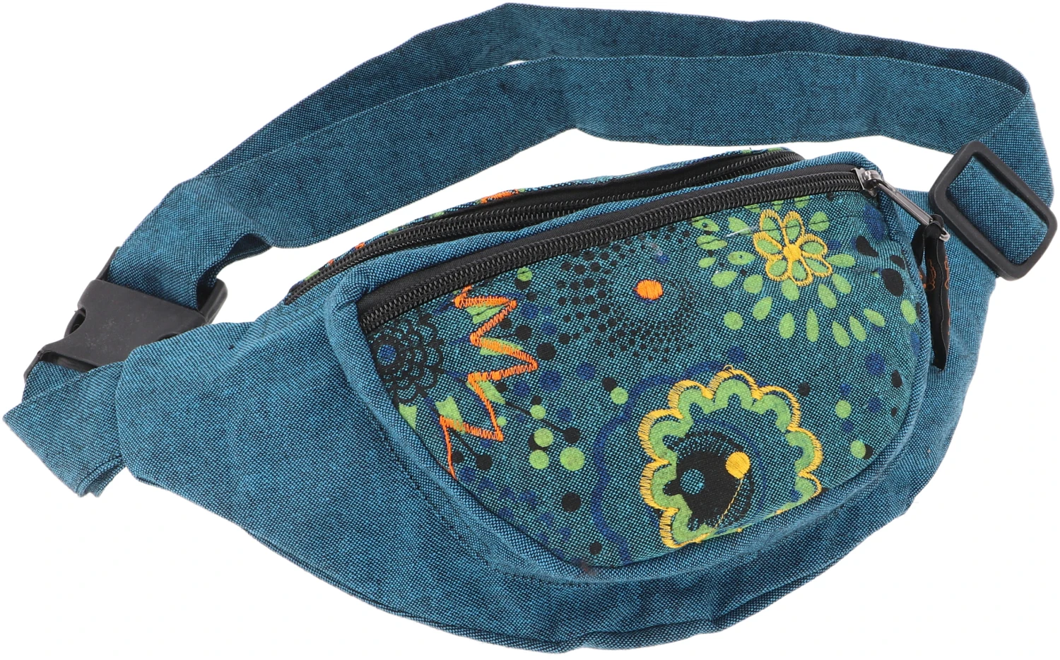 Ethno Sidebag, Bestickte Boho Nepal Gürteltasche - Petrol - 13x20x4 Cm 3 Ethno Sidebag, Bestickte Boho Nepal Gürteltasche - Petrol - 13x20x4 Cm