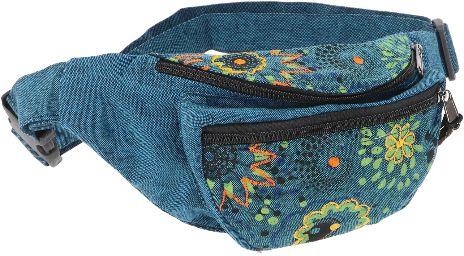 Ethno Sidebag, Bestickte Boho Nepal Gürteltasche - Petrol - 13x20x4 Cm 4 Ethno Sidebag, Bestickte Boho Nepal Gürteltasche - Petrol - 13x20x4 Cm – Bild 2