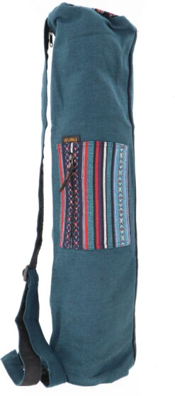 Boho Yogamatten-Tasche, Yogatasche Aus Nepal - Petrol - 70x24x14 Cm Ø14 Cm