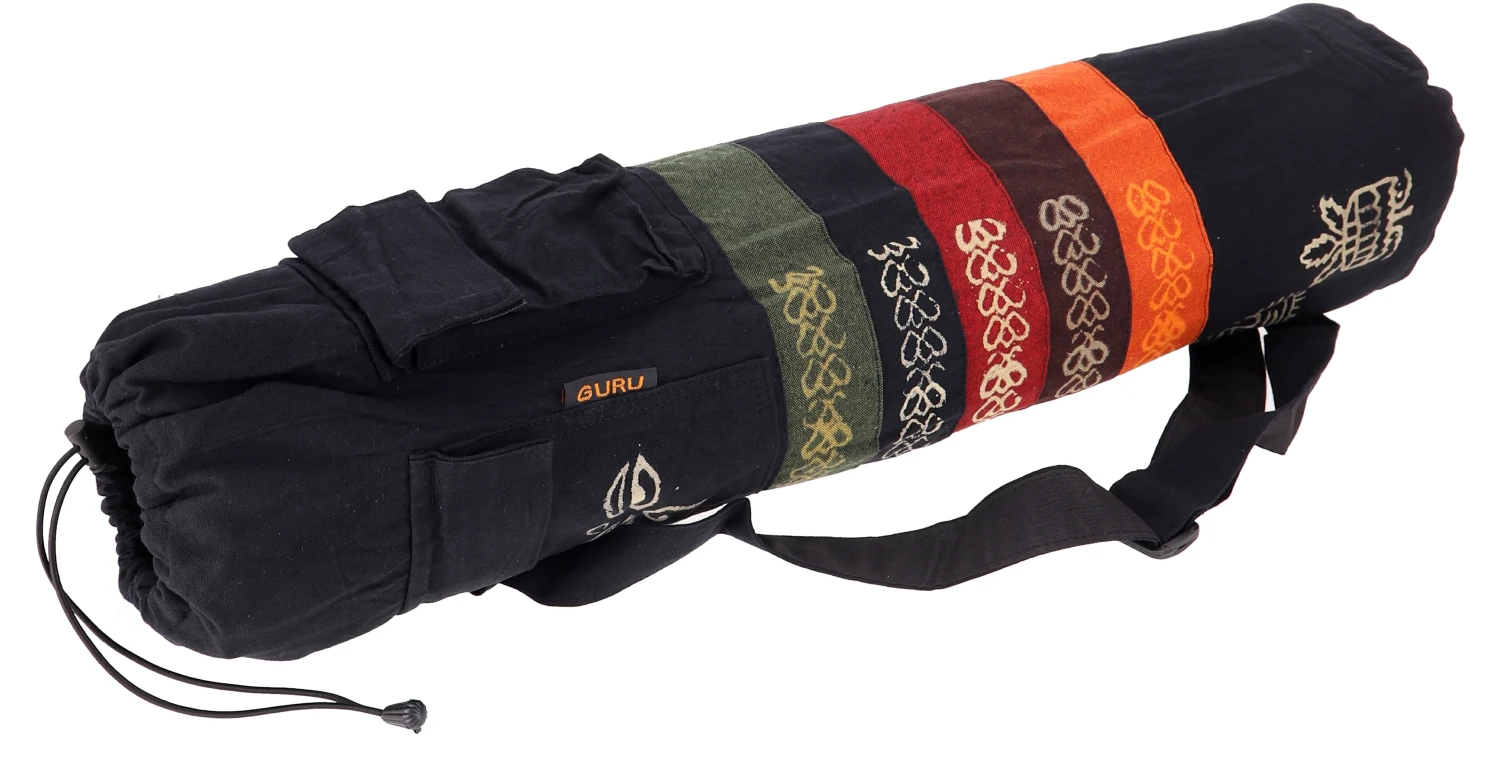 Boho Yogamatten-Tasche, Batik Yogatasche Aus Nepal - Schwarz - 70x23x13 Cm Ø13 Cm 4 Boho Yogamatten-Tasche, Batik Yogatasche Aus Nepal - Schwarz - 70x23x13 Cm Ø13 Cm – Bild 2
