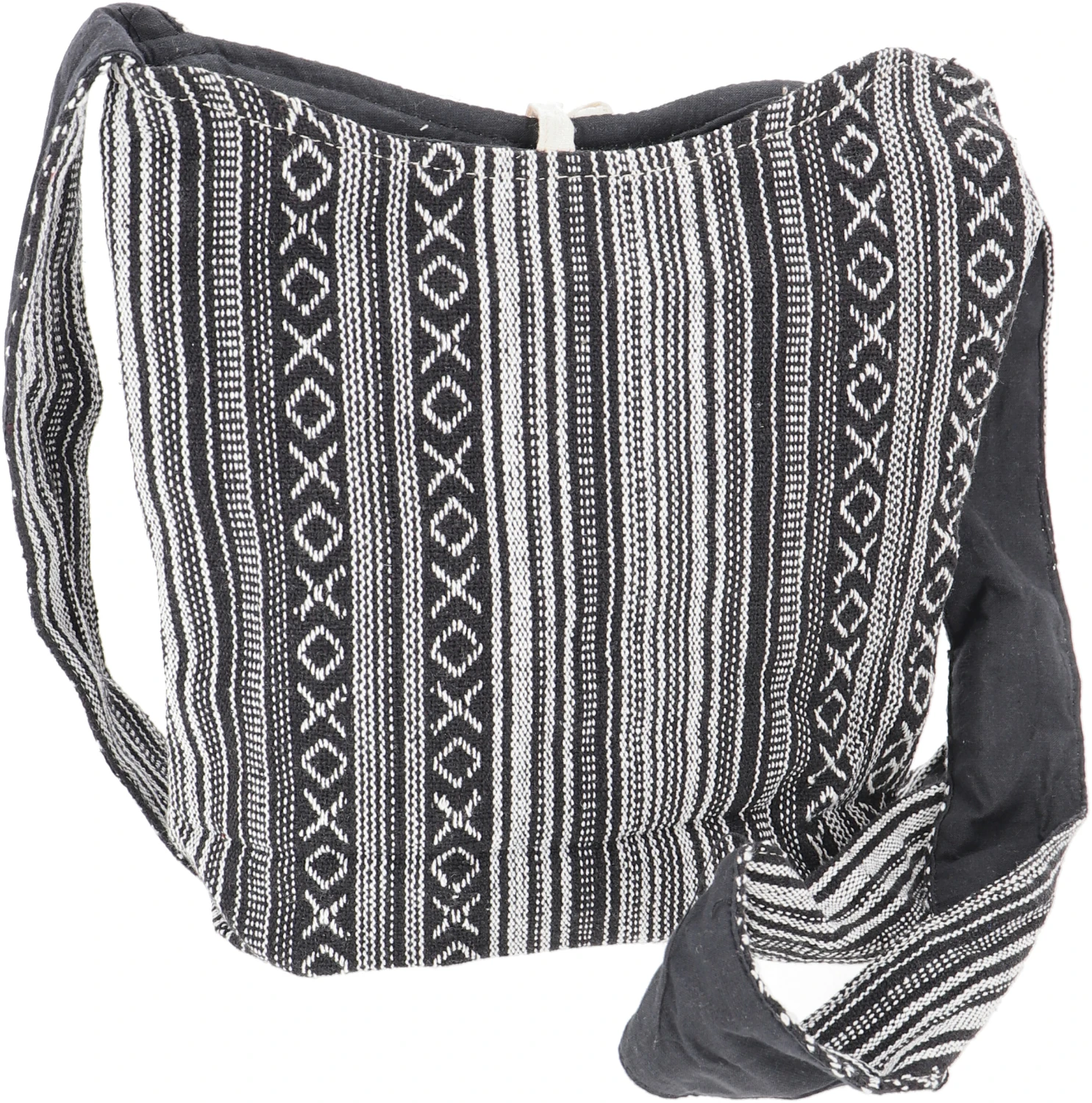 Kleiner Schulterbeutel, Boho Schultertasche, Tasche Im Ethnostyle - Schwarz/weiß - 25x20 Cm 4 Kleiner Schulterbeutel, Boho Schultertasche, Tasche Im Ethnostyle - Schwarz/weiß - 25x20 Cm – Bild 2