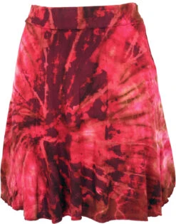 Batik Hippie Minirock, Boho Sommerrock - Pink/rot