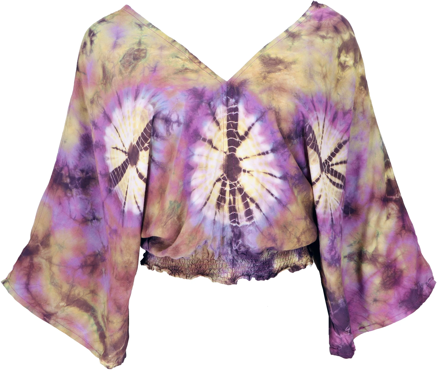 Luftige Batikbluse, Boho Sommerbluse - Flieder 3 Luftige Batikbluse, Boho Sommerbluse - Flieder