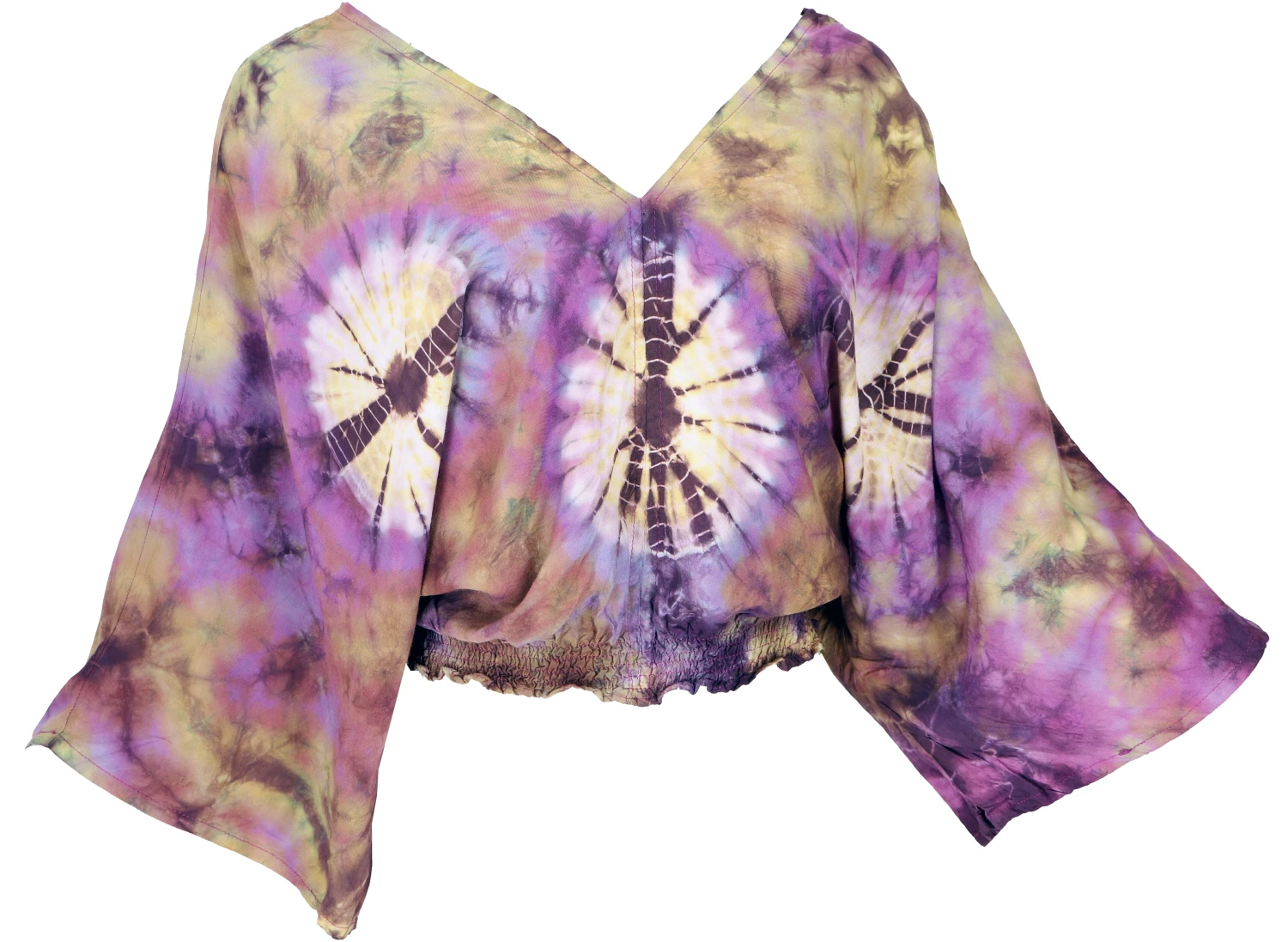 Luftige Batikbluse, Boho Sommerbluse - Flieder 4 Luftige Batikbluse, Boho Sommerbluse - Flieder – Bild 2