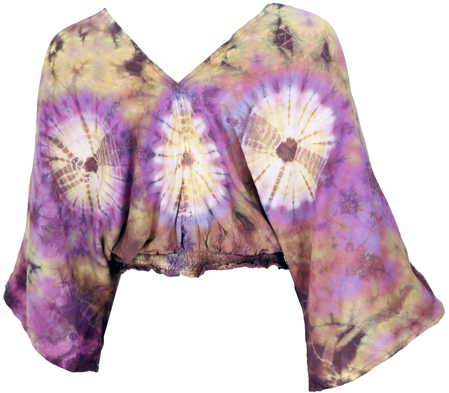 Luftige Batikbluse, Boho Sommerbluse - Flieder 5 Luftige Batikbluse, Boho Sommerbluse - Flieder – Bild 3