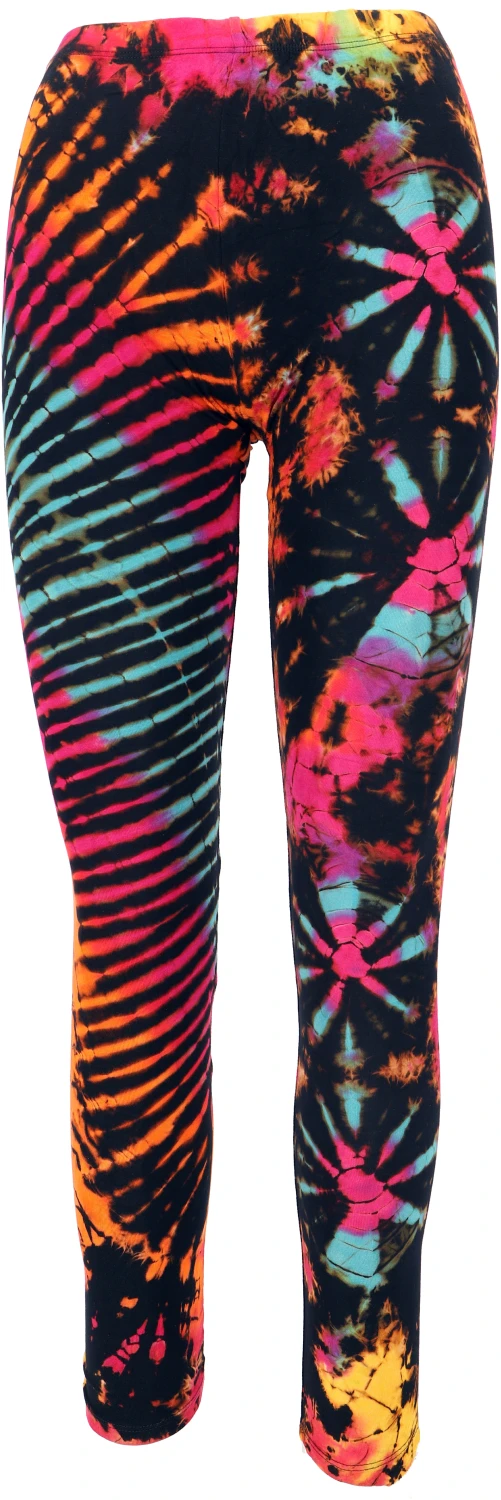 Unikat Batik Damen Leggings, Stretch Hose Für Frauen, Yogahose - Schwarz/bunt 3 Unikat Batik Damen Leggings, Stretch Hose Für Frauen, Yogahose - Schwarz/bunt