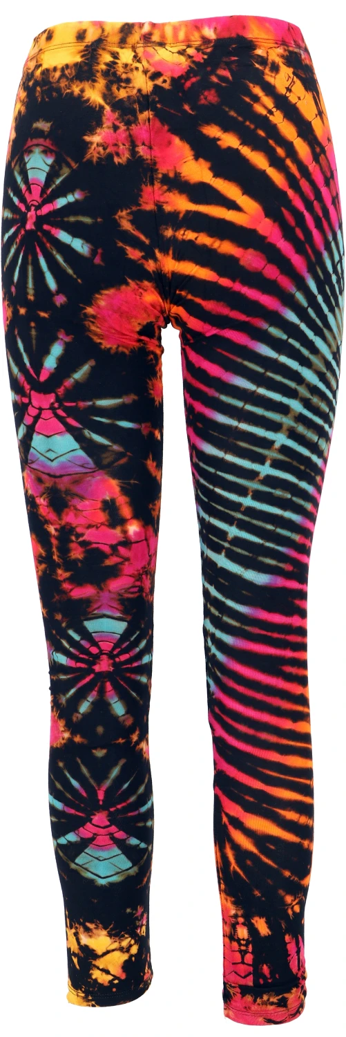 Unikat Batik Damen Leggings, Stretch Hose Für Frauen, Yogahose - Schwarz/bunt 4 Unikat Batik Damen Leggings, Stretch Hose Für Frauen, Yogahose - Schwarz/bunt – Bild 2