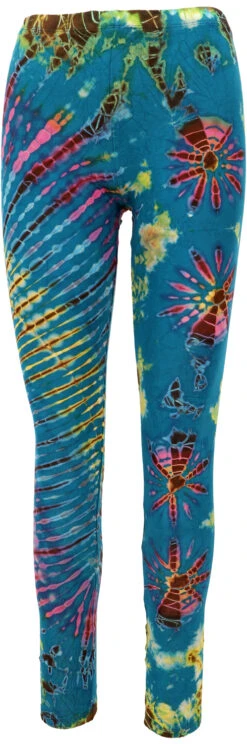 Unikat Batik Damen Leggings, Stretch Hose Für Frauen, Yogahose - Blau/bunt
