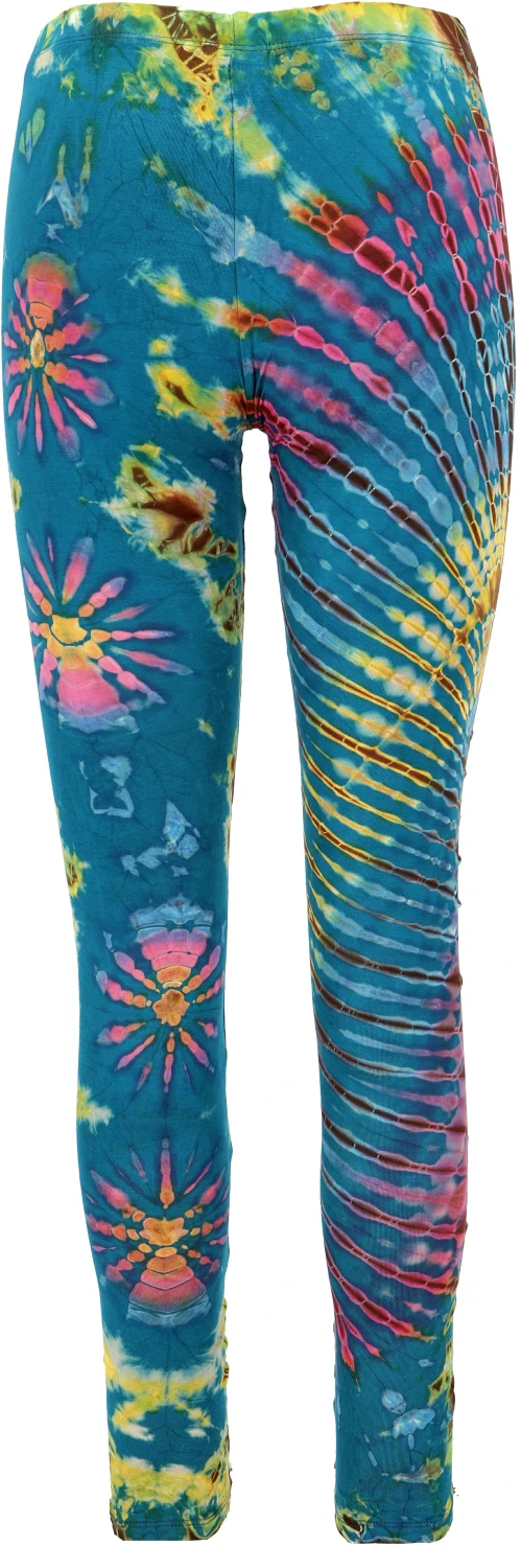 Unikat Batik Damen Leggings, Stretch Hose Für Frauen, Yogahose - Blau/bunt 4 Unikat Batik Damen Leggings, Stretch Hose Für Frauen, Yogahose - Blau/bunt – Bild 2
