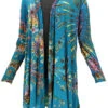 Offener Batik Cardgan, Boho Batikjacke - Türkisblau -Modebekleidungsgeschäft 53309 12356batik tahailand 2023 212
