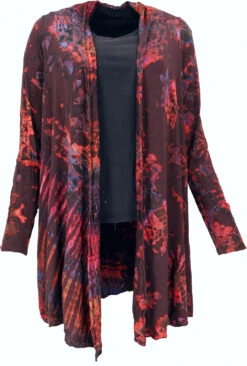 Offener Batik Cardgan, Boho Batikjacke - Braun