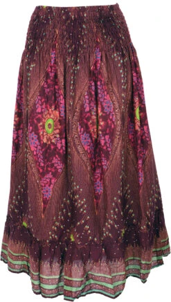 Boho Stufenrock, Strandrock, 3/4 Sommerrock - Bordeauxrot