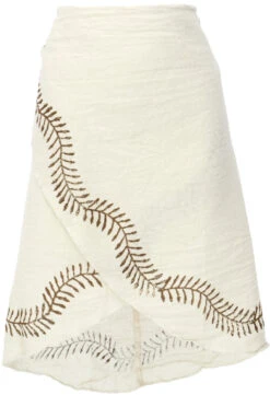 Psytrance Goa Pixi Minirock, Bedruckter Ethno Wickelrock - Naturweiß