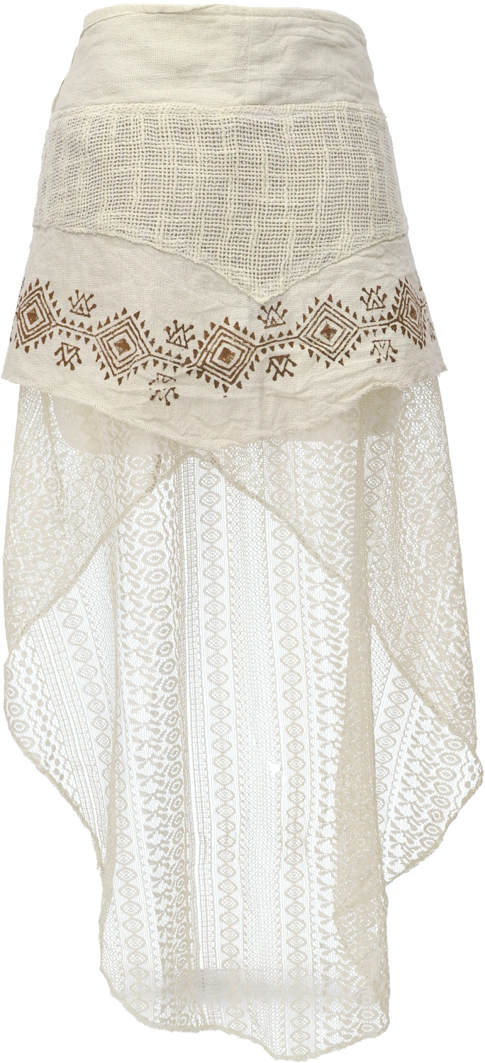 Psytrance Goa Pixi Lagenrock, Wickelrock Mit Spitze - Naturweiß 5 Psytrance Goa Pixi Lagenrock, Wickelrock Mit Spitze - Naturweiß – Bild 3
