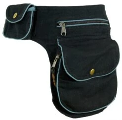 Stoff Sidebag, Doppelte Gürteltasche, Goa Gürteltasche - Schwarz -Modebekleidungsgeschäft 6 18dsc02702