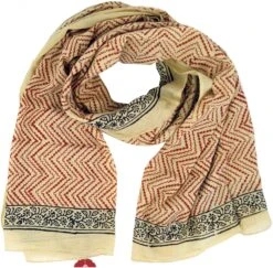 Leichter Pareo, Sarong, Handbedrucktes Baumwolltuch - Rot Kombination 1 - 180x110 Cm -Modebekleidungsgeschäft 7 18dsc06631