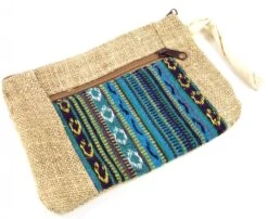 Ethno Hanf Kosmetiktasche - Petrol - 15x21 Cm