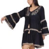 Boho Krinkelbluse, Bestickte Hippie Tunika - Schwarz 1 Boho Krinkelbluse, Bestickte Hippie Tunika - Schwarz -Modebekleidungsgeschäft 79041ac3f6c77b56425ae6429b37edc9