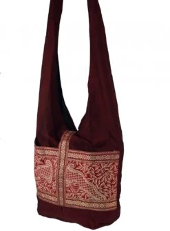 Sadhu Bag, Schulterbeutel, Hippie Tasche - Weinrot - 30x35x10 Cm -Modebekleidungsgeschäft 8 15 dsc02932