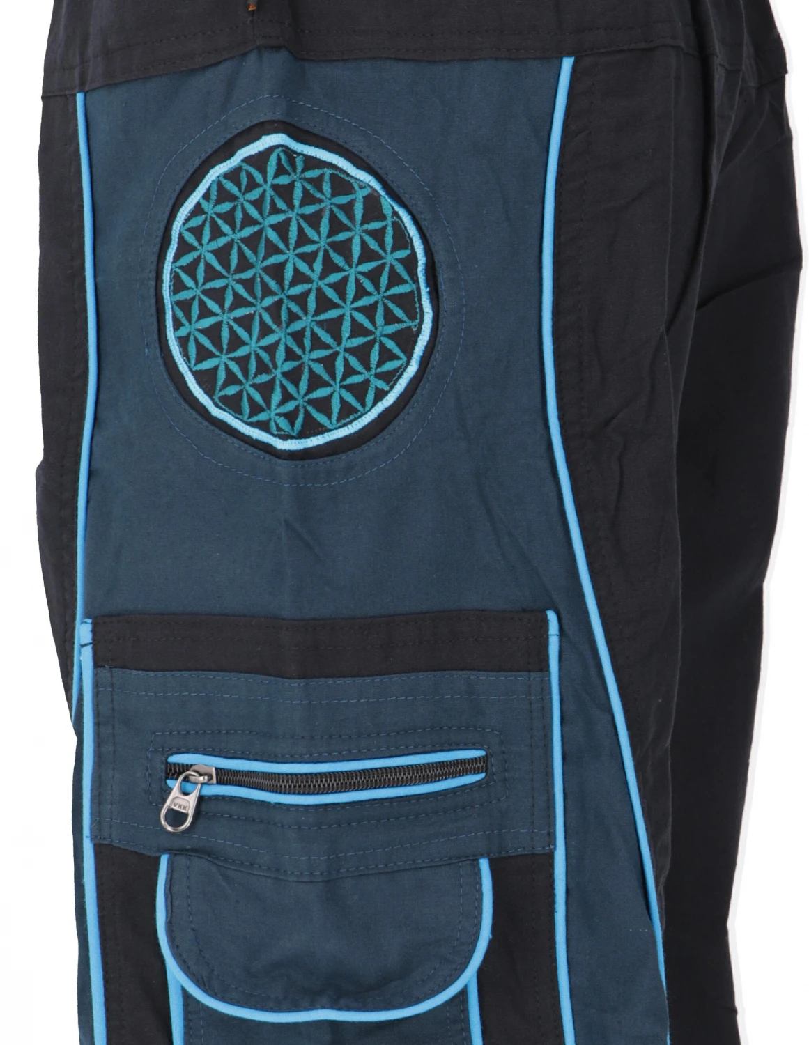 3/4 Yogahose, Goa Hose, Goa Shorts, Herren Shorts - Schwarz/blau 7 3/4 Yogahose, Goa Hose, Goa Shorts, Herren Shorts - Schwarz/blau – Bild 5