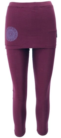 Yoga-Hose, Leggings Mit Minirock Bio BW Yogi - Bordeaux