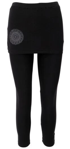 Yoga-Hose, Leggings Mit Minirock Bio BW Yogi - Schwarz