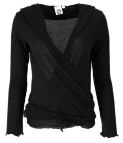 Wickelshirt, Baumwollstrick Pullover, Wickeljacke - Schwarz -Modebekleidungsgeschäft F 28 01indien mix 7