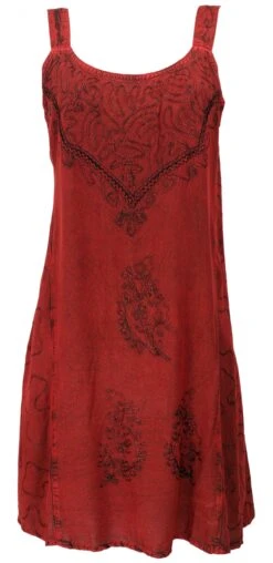 Besticktes Indisches Minikleid Boho Chic, Hippie Tunika - Rot Design 16