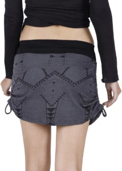 Minirock, Yogarock Zum Raffen Mit Pschodelischem Druck - Grau -Modebekleidungsgeschäft ago2170