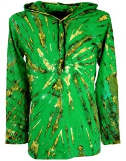 Batik Shirt, Goa Tie Dye Langarmshirt - Lemon