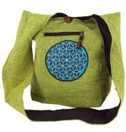 Besticktes Sadhu Bag, Goa Tasche Schulterbeutel - Grün/blau - 40x35x25 Cm