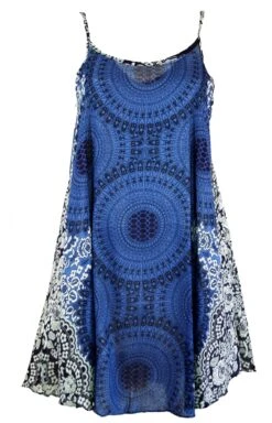 Boho Mandala Minikleid, Trägerkleid, Strandkleid - Indigo