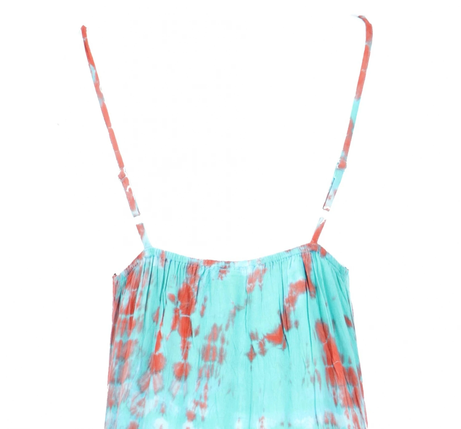 Batik Sommerkleid, Maxikleid, Strandkleid, Hippiekleid - Apricot/türkis 5 Batik Sommerkleid, Maxikleid, Strandkleid, Hippiekleid - Apricot/türkis – Bild 3