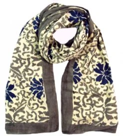 Leichter Pareo, Sarong, Handbedrucktes Baumwolltuch - Farb Kombination 9 - 190x120 Cm -Modebekleidungsgeschäft duennes tuch sarong wandbehang wickelrock sarongkleid 36924