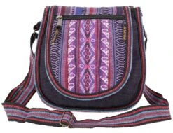 Ethno Schultertasche, Boho Tasche - Violett - 26x26x7 Cm