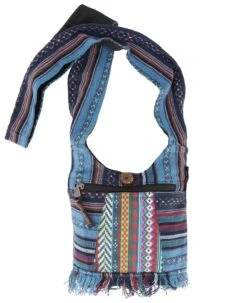 Kleine Ethno Schultertasche, Hippie Tasche, Goa Tasche - Blau - 17x20 Cm